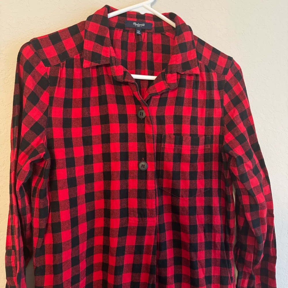 Madewell Buffalo Black and Red Plaid Dress XS - Picture 3 of 5